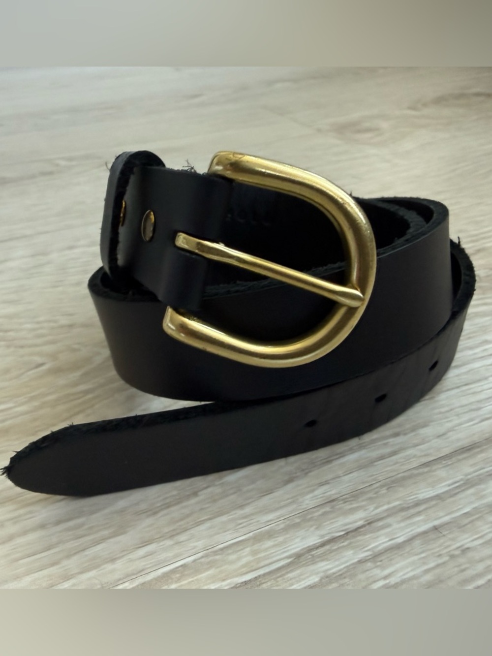 Nisolo Noemi Classic Black Leather Belt with Brass Buckle - Women’s Small